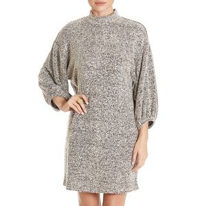 Eyeshadow Sweater Knit Mock Bubble Sleeve Dress